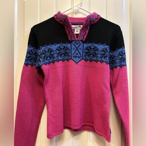 Obermeyer Pink and Blue V-Neck Sweater,size Small
